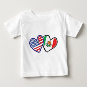 USA Mexico Heart Flags Baby T-Shirt