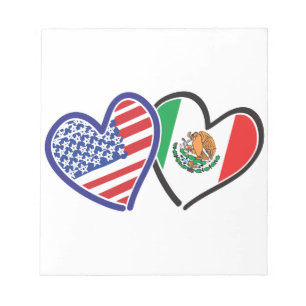 USA Mexico Heart Flags Notepad