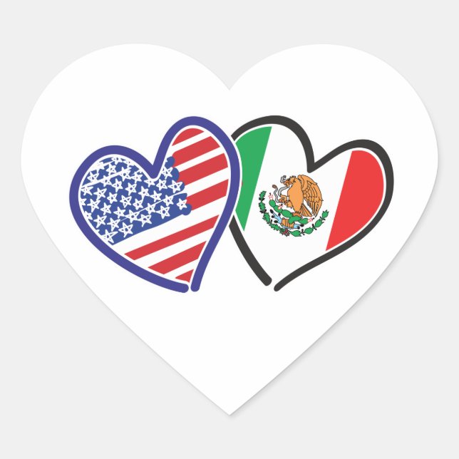 USA Mexico Heart Flags Sticker (Front)