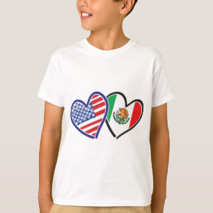 USA Mexico Heart Flags T-Shirt