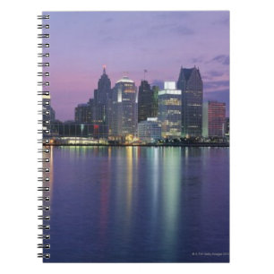 USA, Michigan, Detroit skyline, night Notebook