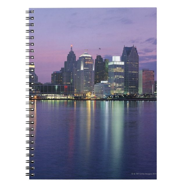 USA, Michigan, Detroit skyline, night Notebook (Front)