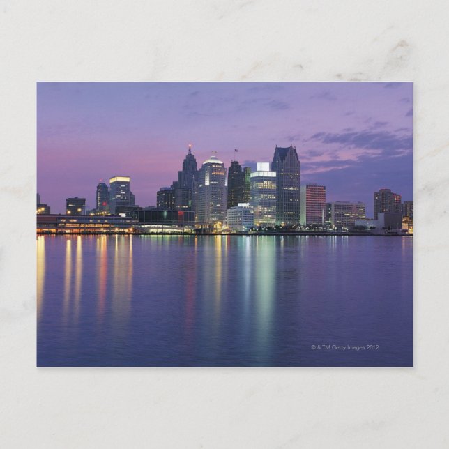 USA, Michigan, Detroit skyline, night Postcard (Front)