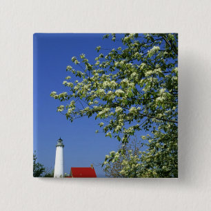 USA, Michigan, East Tawas. Tawas Lighthouse with 15 Cm Square Badge