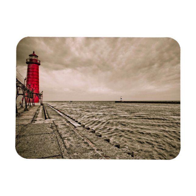 USA, Michigan, Grand Haven Lighthouse Magnet (Horizontal)