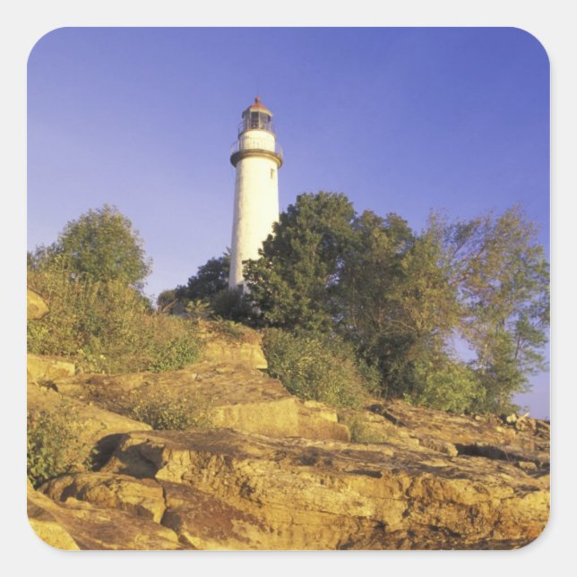 USA, Michigan, Lake Huron. Pointe Aux Barques Square Sticker (Front)
