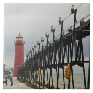 USA, Michigan, Lake Michigan Shore, Grand Haven: Ceramic Tile