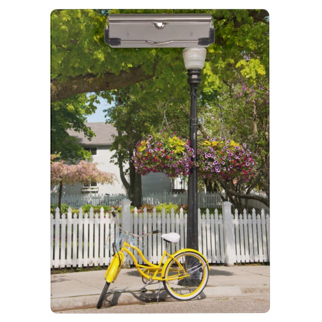 USA, Michigan, Mackinac Island. Yellow Bike Clipboard (Front)
