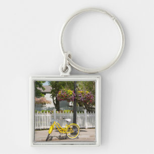 USA, Michigan, Mackinac Island. Yellow Bike Key Ring
