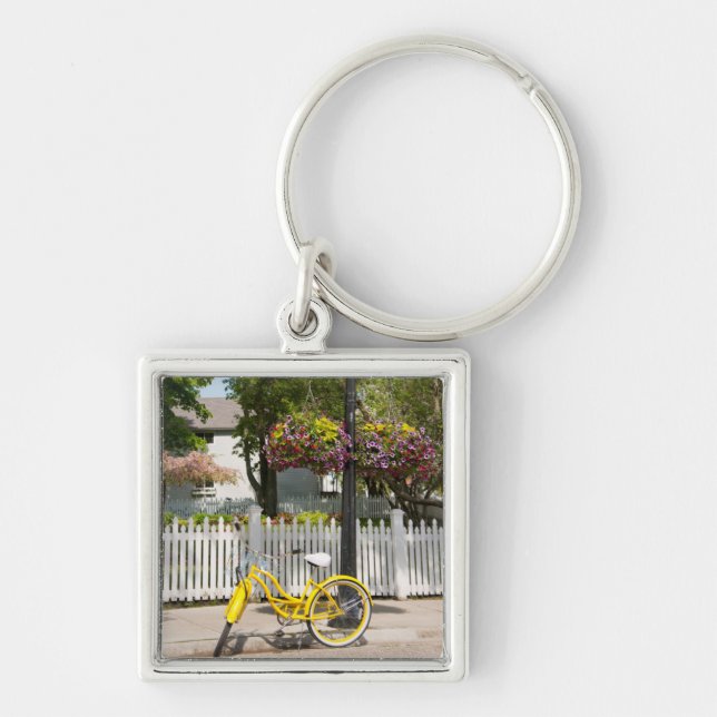 USA, Michigan, Mackinac Island. Yellow Bike Key Ring (Front)