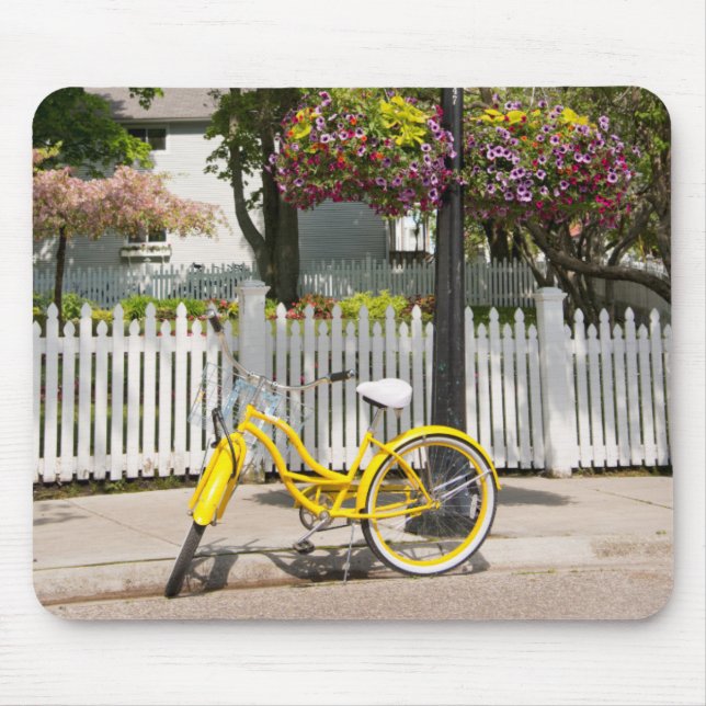 USA, Michigan, Mackinac Island. Yellow Bike Mouse Pad (Front)