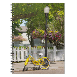 USA, Michigan, Mackinac Island. Yellow Bike Notebook