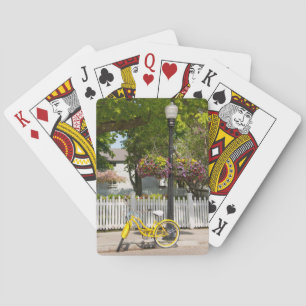 USA, Michigan, Mackinac Island. Yellow Bike Playing Cards