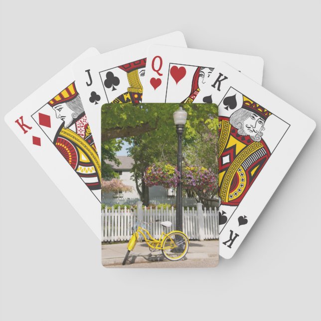 USA, Michigan, Mackinac Island. Yellow Bike Playing Cards (Back)