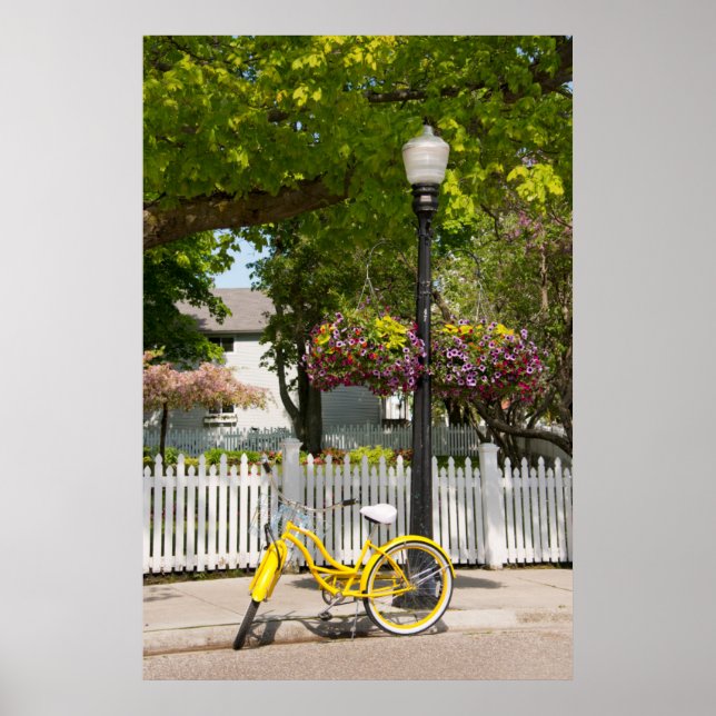 USA, Michigan, Mackinac Island. Yellow Bike Poster (Front)