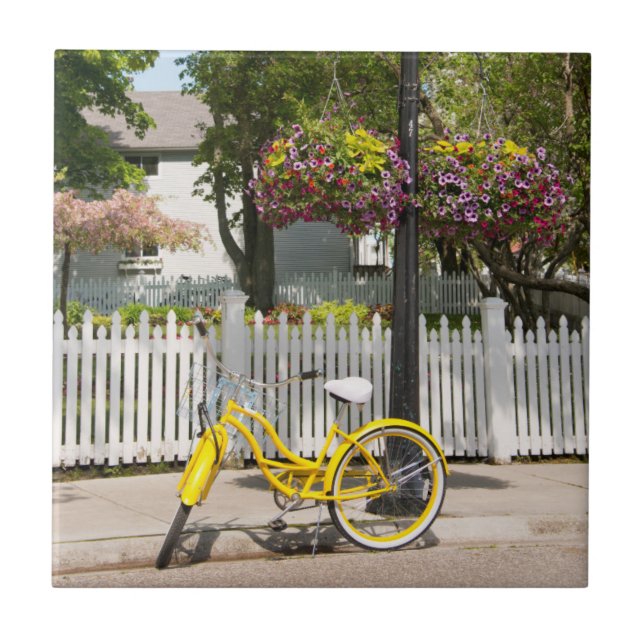 USA, Michigan, Mackinac Island. Yellow Bike Tile (Front)