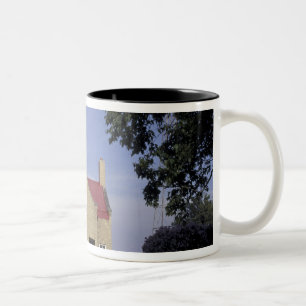 USA, Michigan Old Mackinac Point Lighthouse Two-Tone Coffee Mug