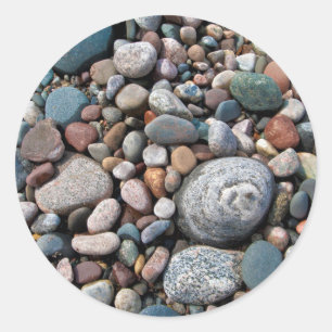 USA, Michigan. Polished Pebbles On The Shore Classic Round Sticker