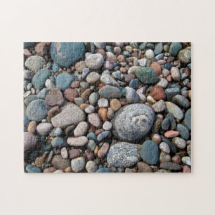 USA, Michigan. Polished Pebbles On The Shore Jigsaw Puzzle