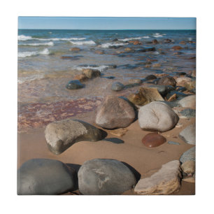 USA, Michigan. Rounded Boulders On 12 Mile Ceramic Tile