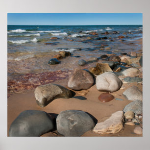 USA, Michigan. Rounded Boulders On 12 Mile Poster