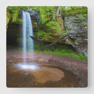 USA, Michigan. Scott's Falls In Upper Michigan Square Wall Clock
