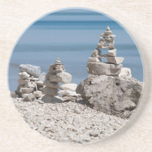 USA, Michigan. Stone Towers On The Beach Coaster