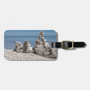 USA, Michigan. Stone Towers On The Beach Luggage Tag