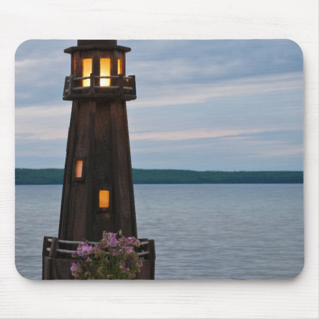 USA, Michigan. Yard Decoration Lighthouse Mouse Pad (Front)