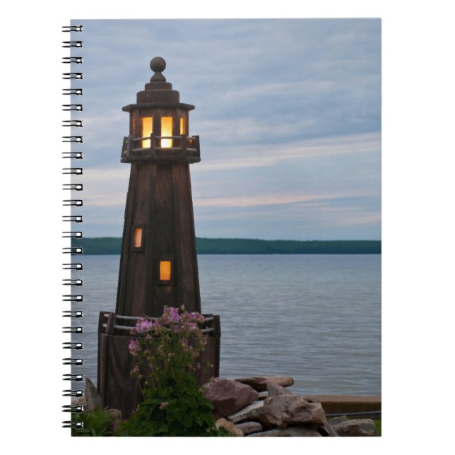 USA, Michigan. Yard Decoration Lighthouse Notebook (Front)