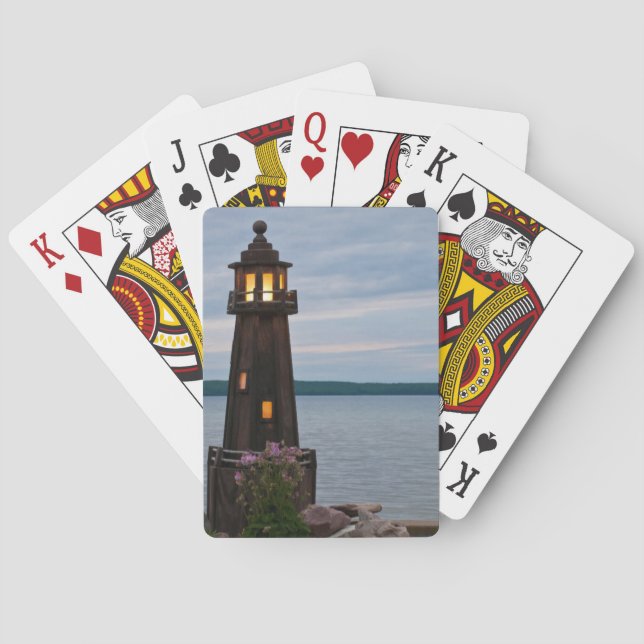USA, Michigan. Yard Decoration Lighthouse Playing Cards (Back)