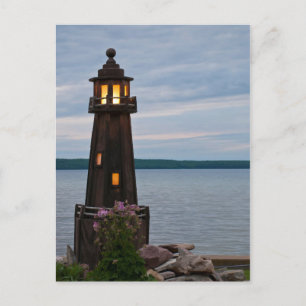 USA, Michigan. Yard Decoration Lighthouse Postcard