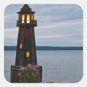 USA, Michigan. Yard Decoration Lighthouse Square Sticker