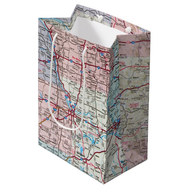 USA Midwest Map   Medium Gift Bag (Front Angled)