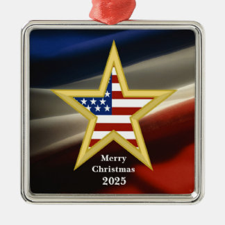 USA Military - Gold Star - Flag Ornament