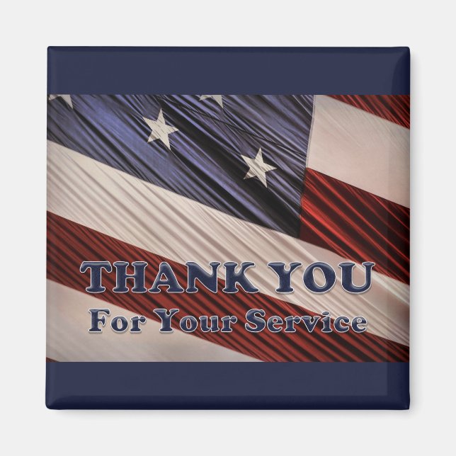 USA Military Veterans Patriotic Flag Thank You Magnet (Front)