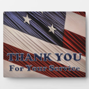 USA Military Veterans Patriotic Flag Thank You Plaque