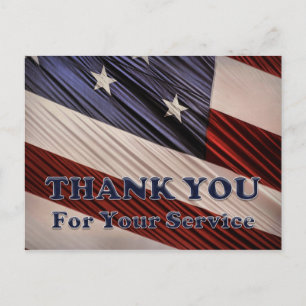 USA Military Veterans Patriotic Flag Thank You Postcard