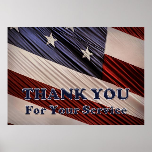 USA Military Veterans Patriotic Flag Thank You Poster (Front)