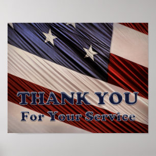 USA Military Veterans Patriotic Flag Thank You Poster