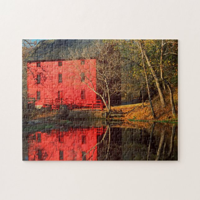 USA, Missouri, Alley Mill At Alley Spring Ozark Jigsaw Puzzle (Horizontal)