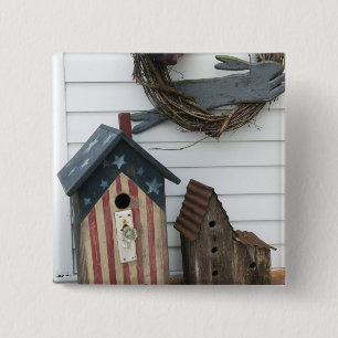 USA, Missouri, Herman: Patriotic Birdhouses, 15 Cm Square Badge