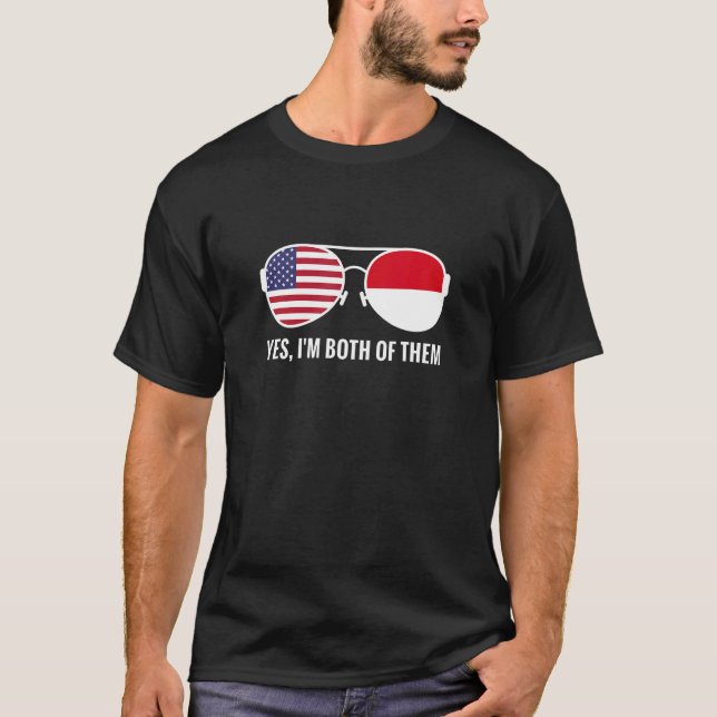 Usa Monaco Flag Sunglasses Monacan Americans T-Shirt (Front)