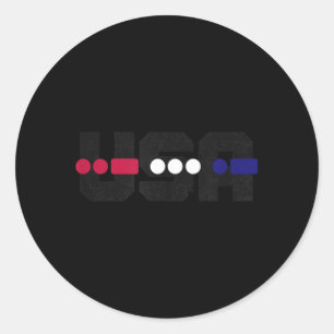 Usa Morse Code 4th Of July Patriotic Aamerican Classic Round Sticker