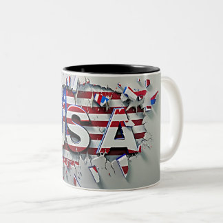 USA Mug, 4th of July Mug, Independence Day Two-Tone Coffee Mug