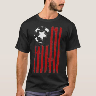 USA National Flag With Soccer Ball Distressed T-Shirt