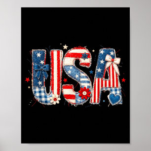 Usa National Pride Quilted Fabric Art Design Poster