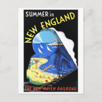 USA New England Vintage Travel Poster Restored
