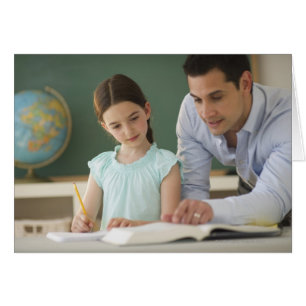 USA, New Jersey, Jersey City, teacher helping