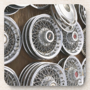 USA, New Mexico, Prewitt: Auto Hubcaps / Rt. 66 Coaster